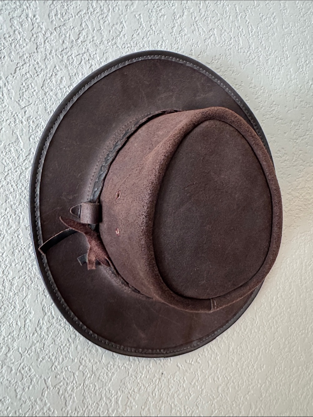 BC Hats Australia Genuine Steer Hide Leather Outback Cowboy Hat Brown Size M
